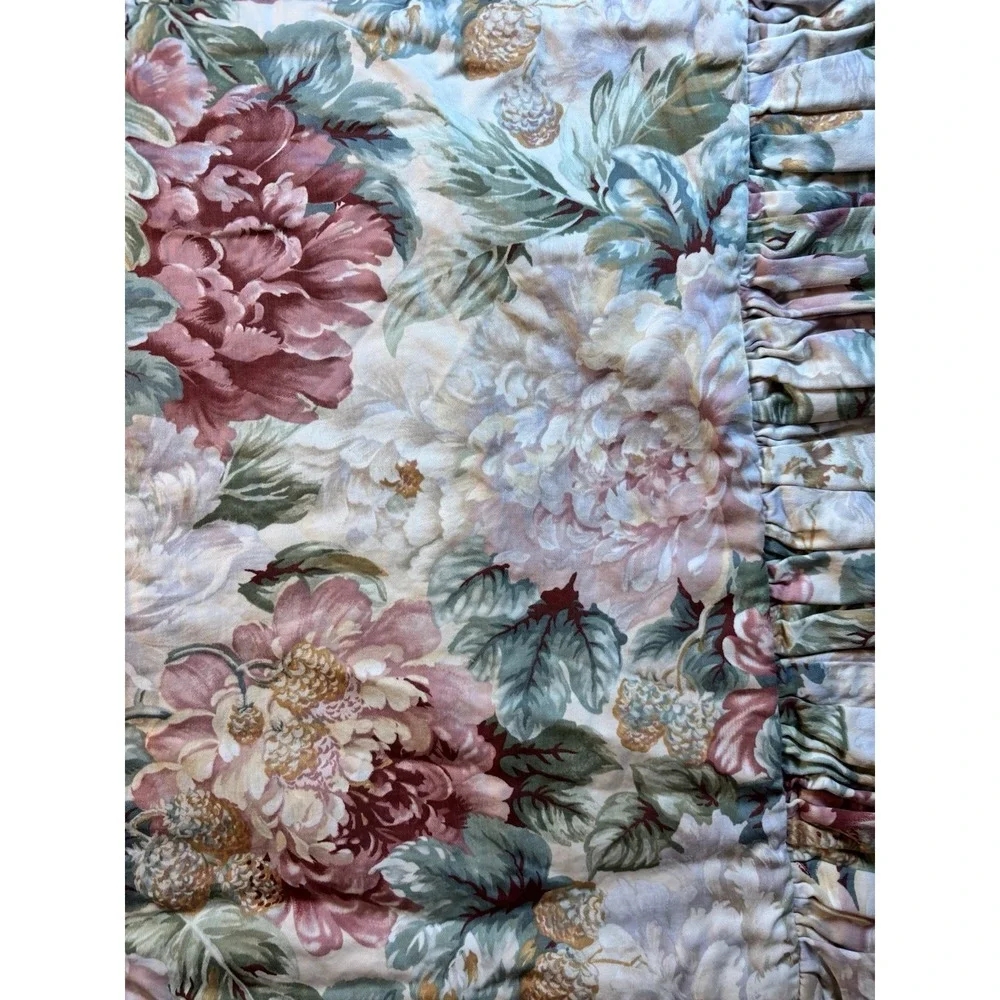 Vintage Waverly Ruffled Pillow‎ Shams Standard 19x26 Multi Rose Floral Set of 2